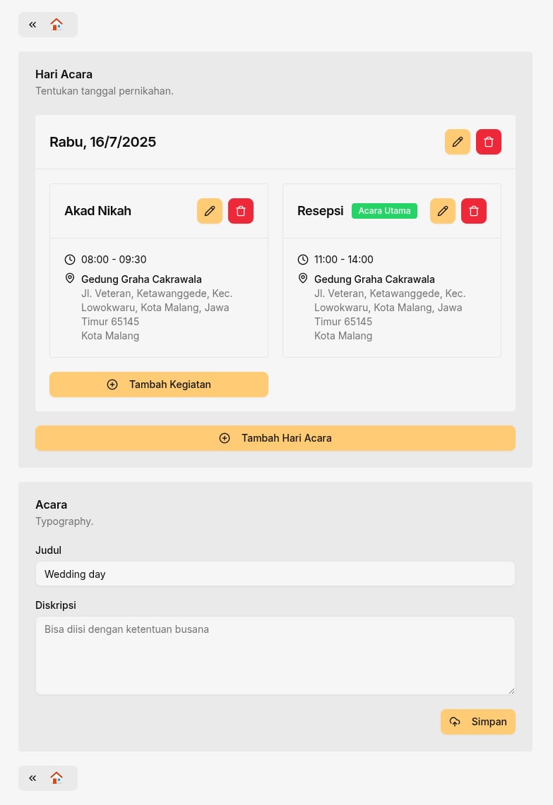Jadwal Acara di Undangan