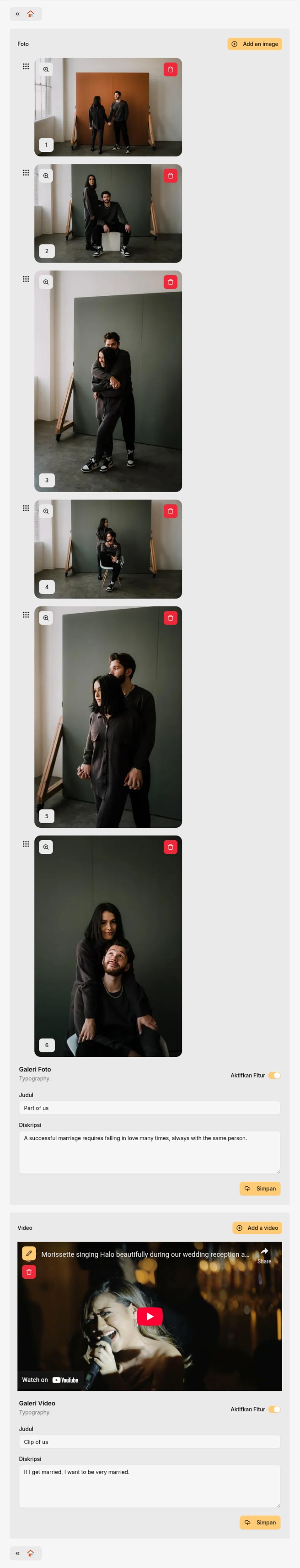 Galeri Foto dan Video di Undangan