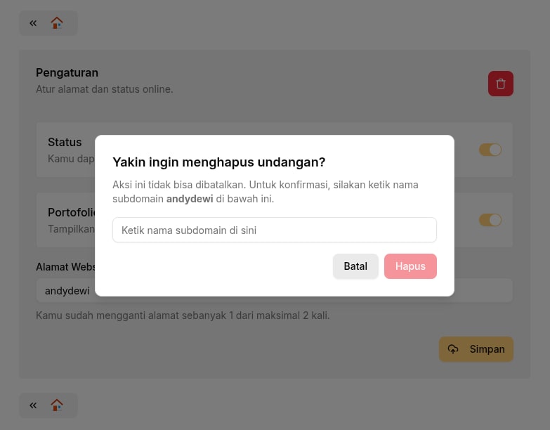 Hapus Undangan Digital